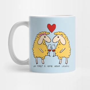 Valentine sheep drinking wine - French text (Saint-Valentin) Mug